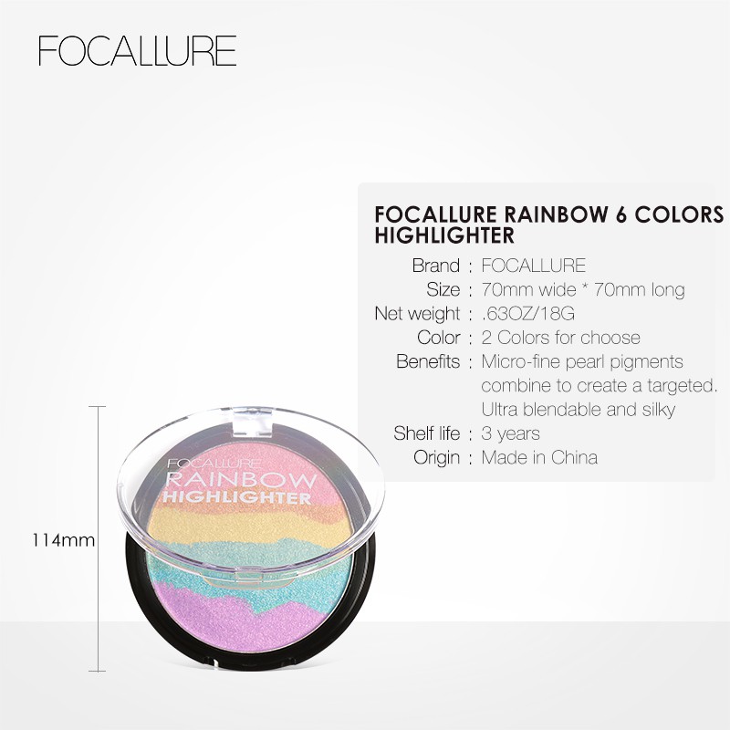 Bảng phấn mắt FOCALLURE màu cầu vồng DIY ánh nhũ bắt sáng chất lượng cao | BigBuy360 - bigbuy360.vn