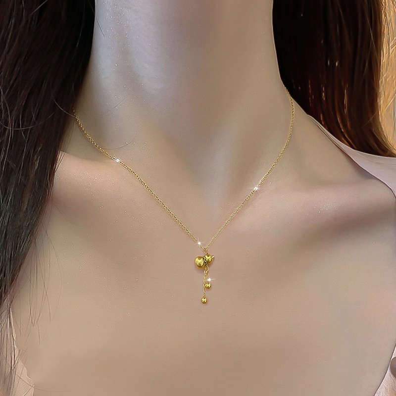 Dây Chuyền Thép Titan Mạ Vàng Phong Cách Tối Giản Cho Nữ