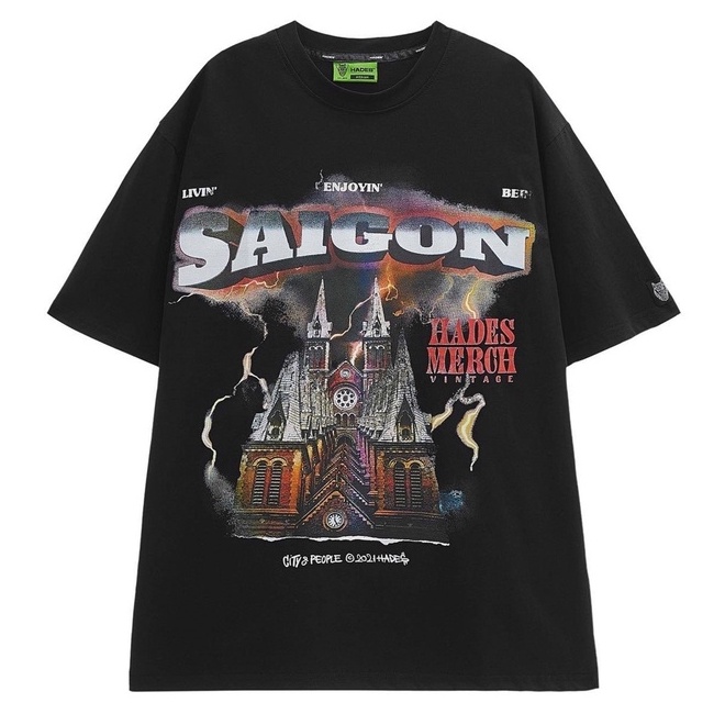 Áo thun tay lỡ unisex Hades SAIGON MOSSSHOP - Áo phông nam nữ phong cách hàn quốc ulzzang form rộng 65kg