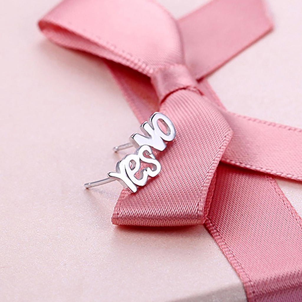 Cặp khuyên tai mạ bạc thời trang hình chữ Yes và No độc đáo