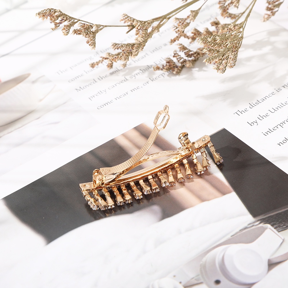 Haimeikang Kẹp tóc đính đá lấp lánh kiểu tua rua thời trang Hàn Quốc sang trọng