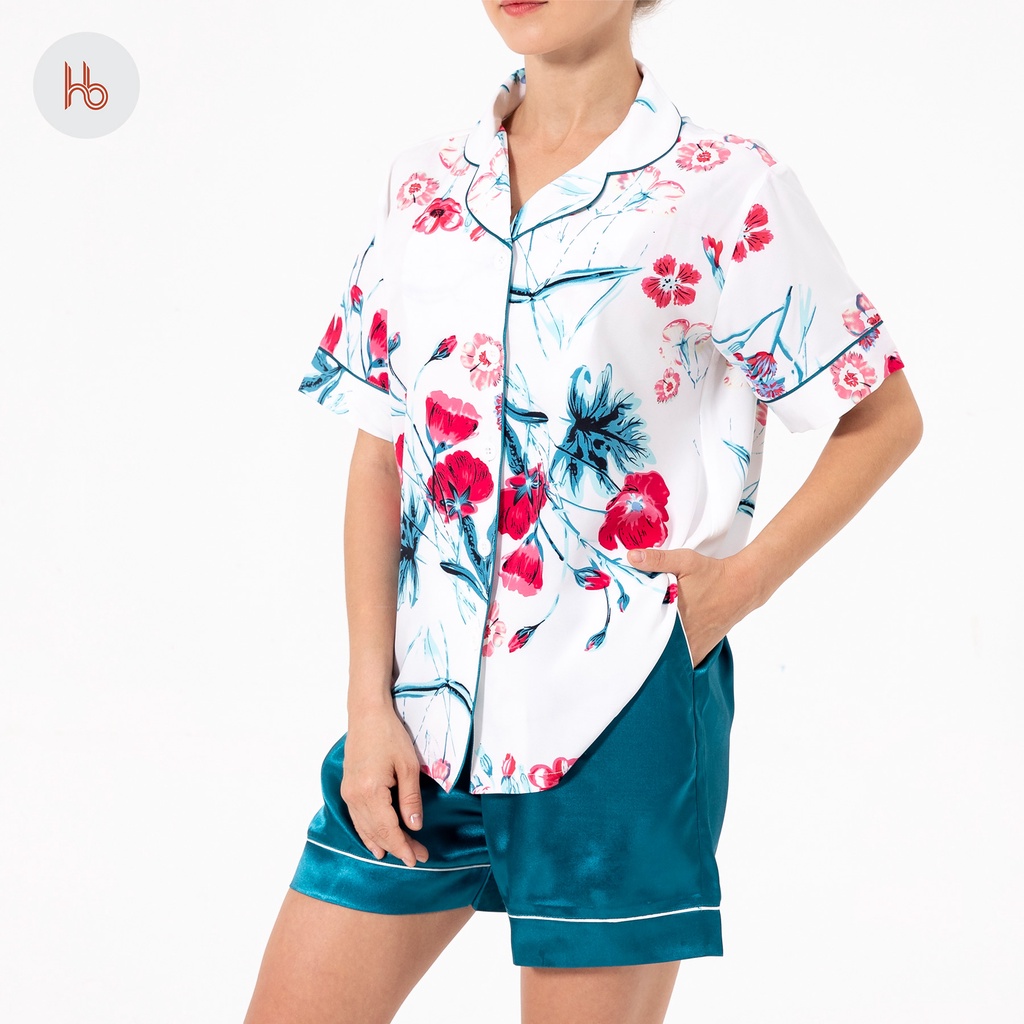 Set đồ bộ đùi tay ngắn mặc nhà cổ pijama Hibi Sports HB103 - Quần có túi