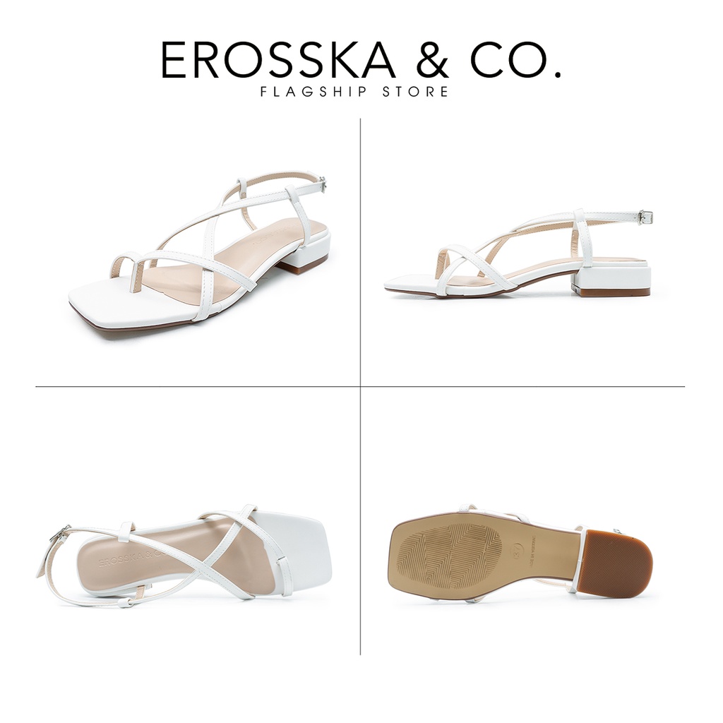 [Mã WABRTL3 -10% đơn 250K]Erosska - Giày sandal cao gót quai mảnh mũi vuông cao 2,5cm màu trắng - EB040