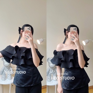 Áo trễ vai bèo 2 màu hèo studio