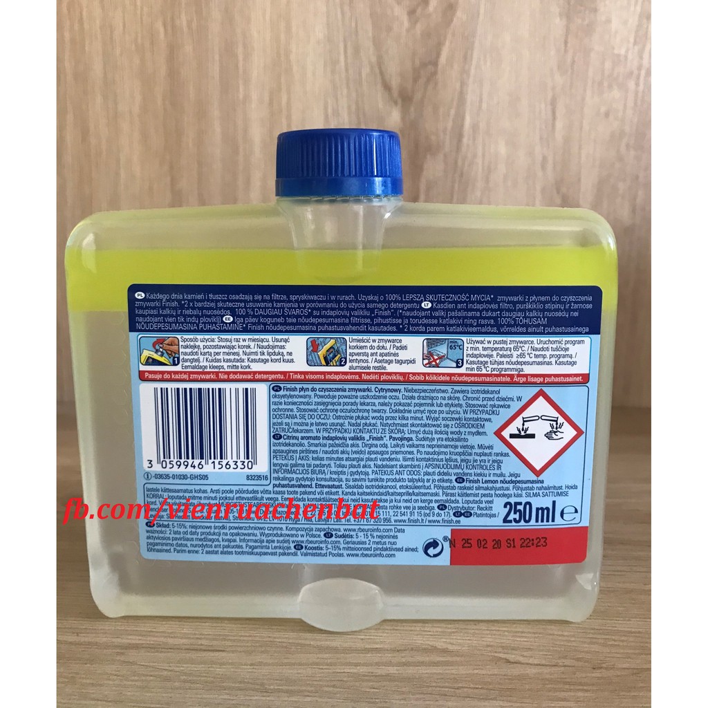 Dung dịch vệ sinh tẩy cặn máy Finish 250ml