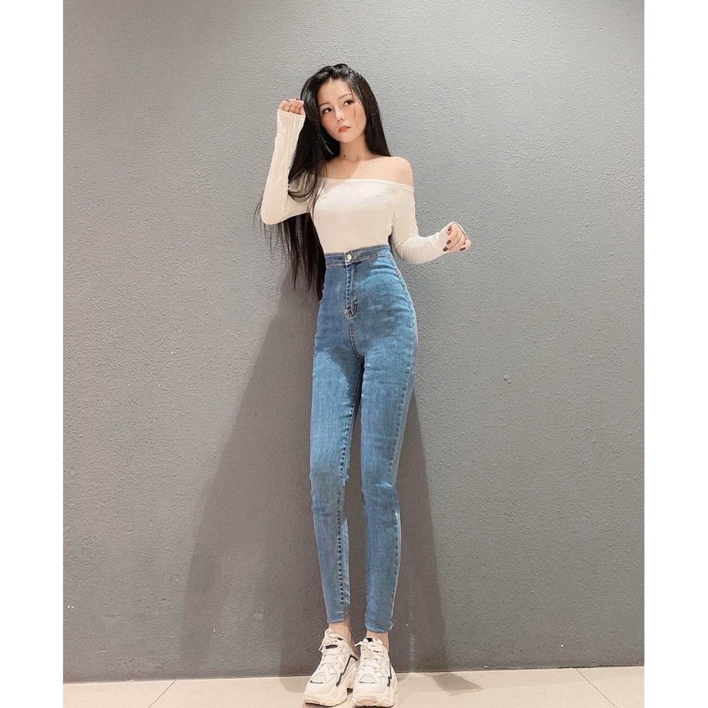 Quần jean nữ lưng cao KHÔNG ĐỈA MÀU XANH NHẠT SIZE 26-34 chất jean co giãn tốt LLK.DIA-10