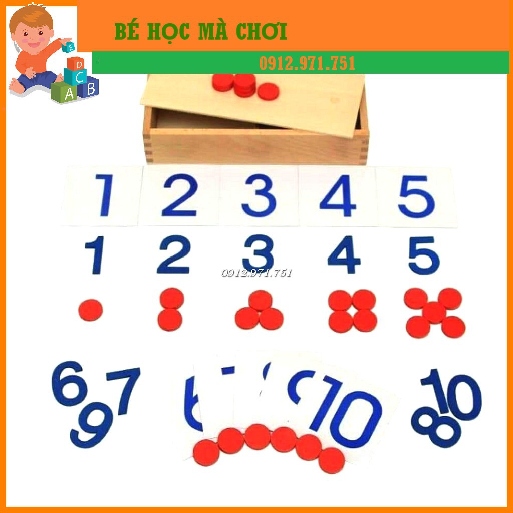 Giáo Cụ Montessori - Thẻ Số Và Đếm Số (Number Cards &amp; Counters)