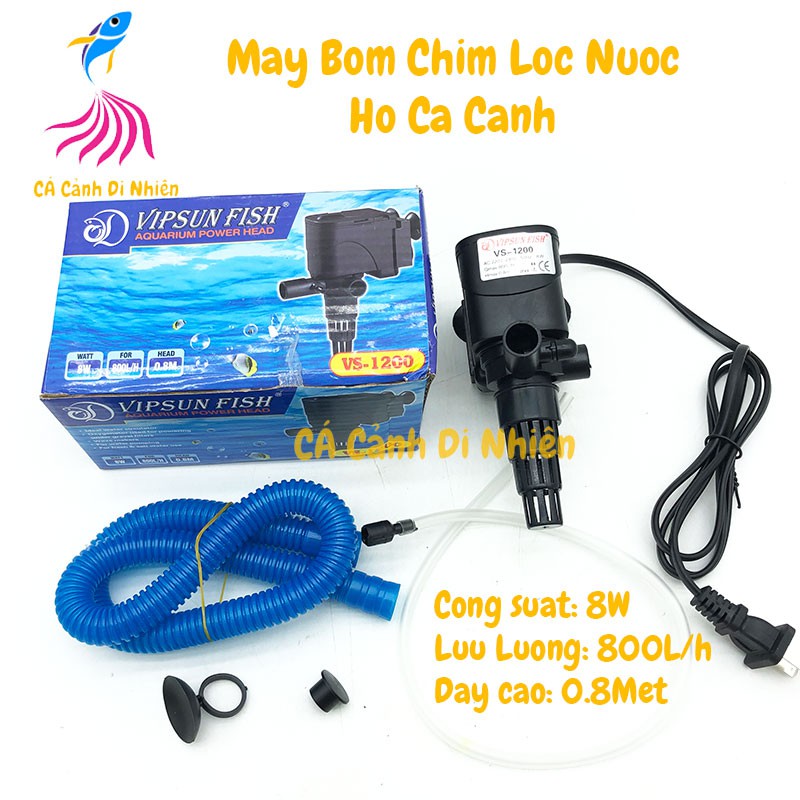 Máy bơm chìm 8W lọc nước VIPSUN VS-1200 cho hồ cá cảnh VS1200