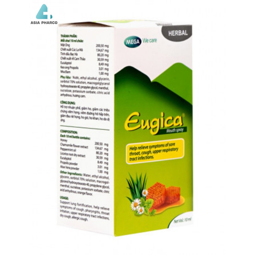 Xịt Họng Thảo Dược Giúp Giảm Ho, Viêm Họng Eugica