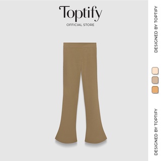 Quần thun nữ ống loe dáng dài TOPTIFY trơn kiểu dáng basic Flared Pants QT16