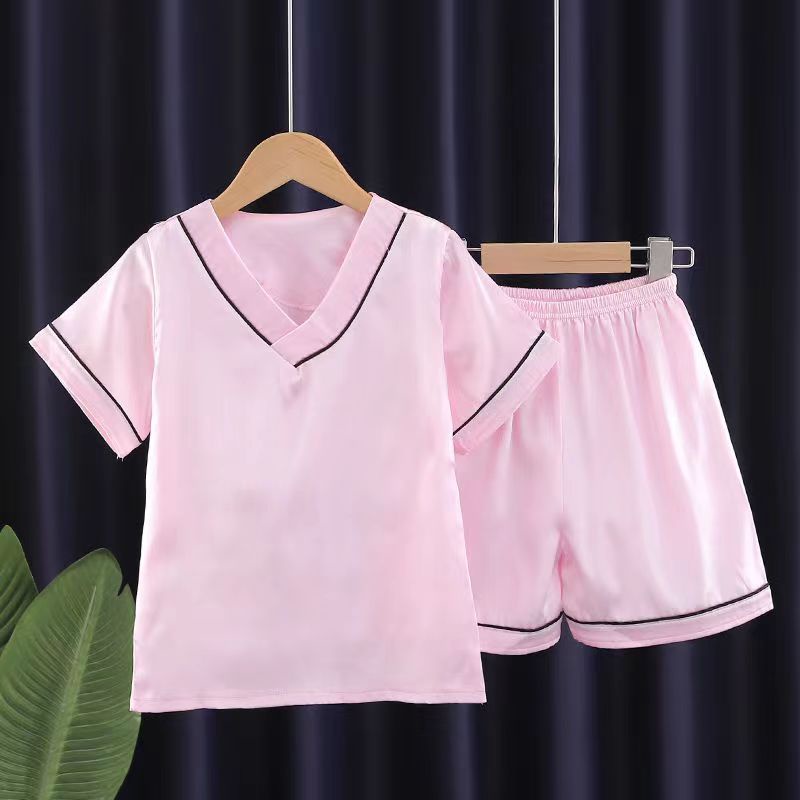Bộ Đồ Ngủ Tay Ngắn Cổ Chữ V Bằng Lụa Thời Trang Dành Cho Trẻ Em