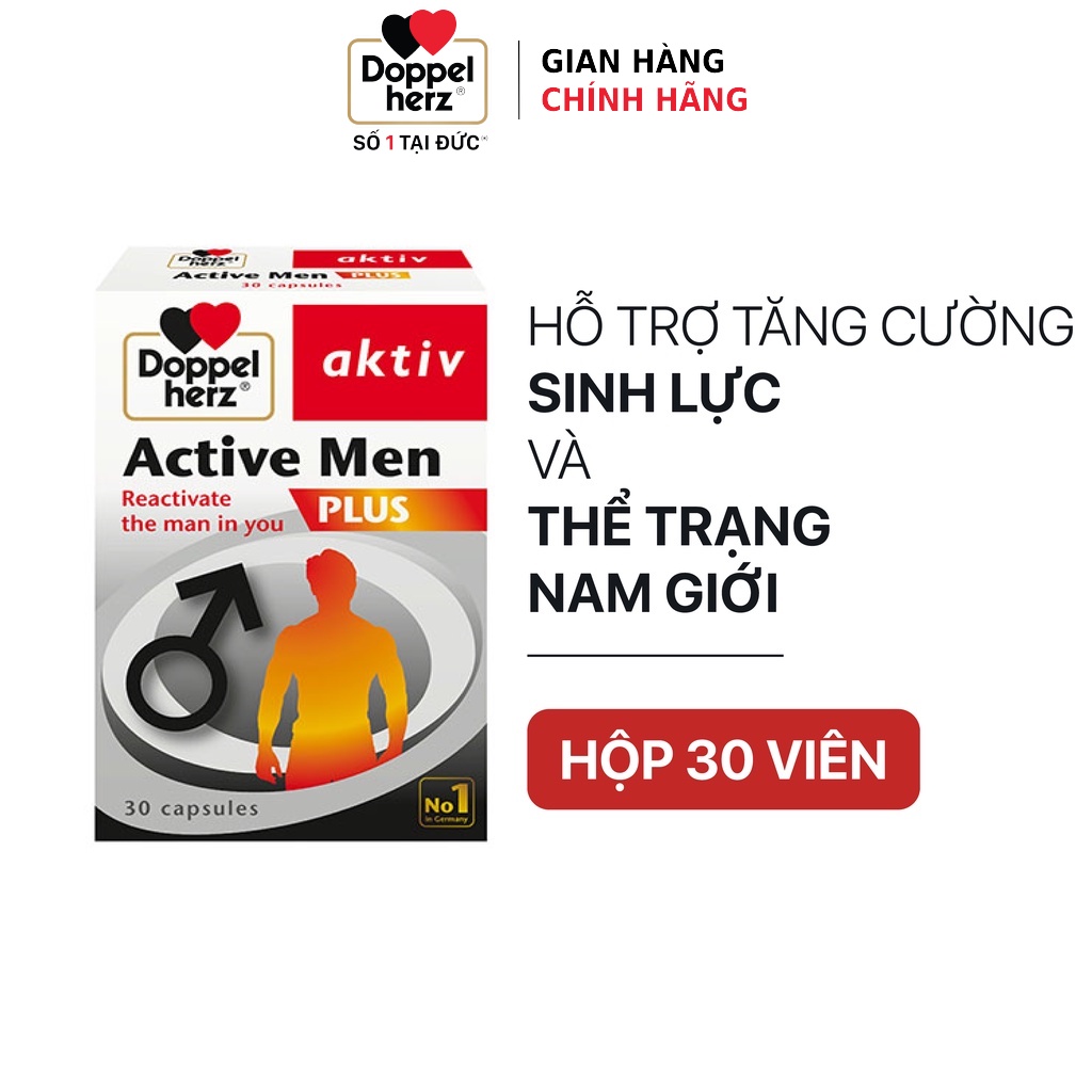 Combo bổ sung vitamin, tăng cường sức khỏe nam giới Doppelherz 02 A Z Fizz (13 viên/tuýp) và  Active Men Plus ( 30 viên)