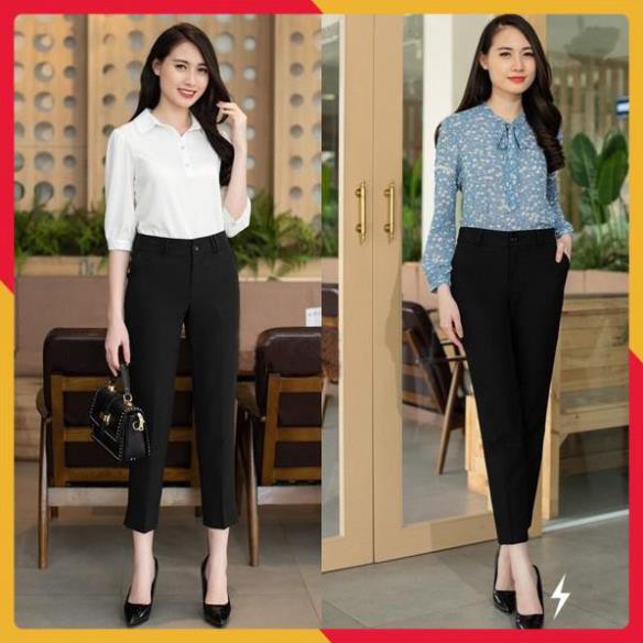 Quần tây nữ công sở form dáng đẹp [HÀNG VNXK] - Quần âu công sở thiết kế khóa giữa vải tuyết mưa xịn, mịn