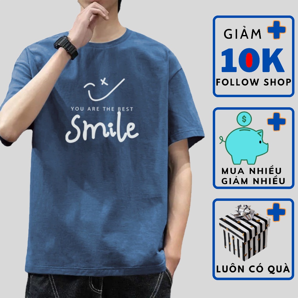 Áo Thun Unisex Tay Lỡ Smile Cho Tuổi Trẻ, Thun Unisex Form Rộng Cho Nam Và Nữ Năng Động