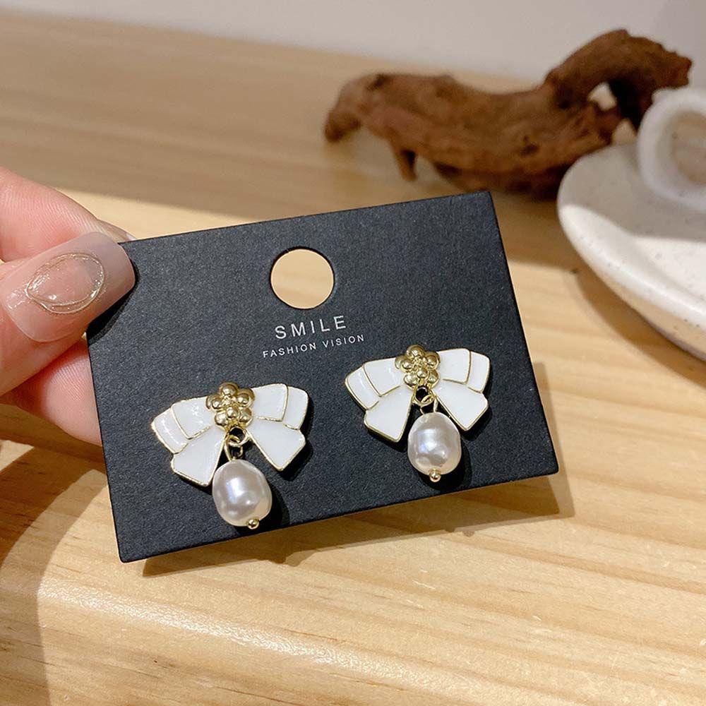 Bông Tai Hình Nơ Đính Đá Lấp Lánh Phong Cách Retro VANES1 Dành Cho Nữ