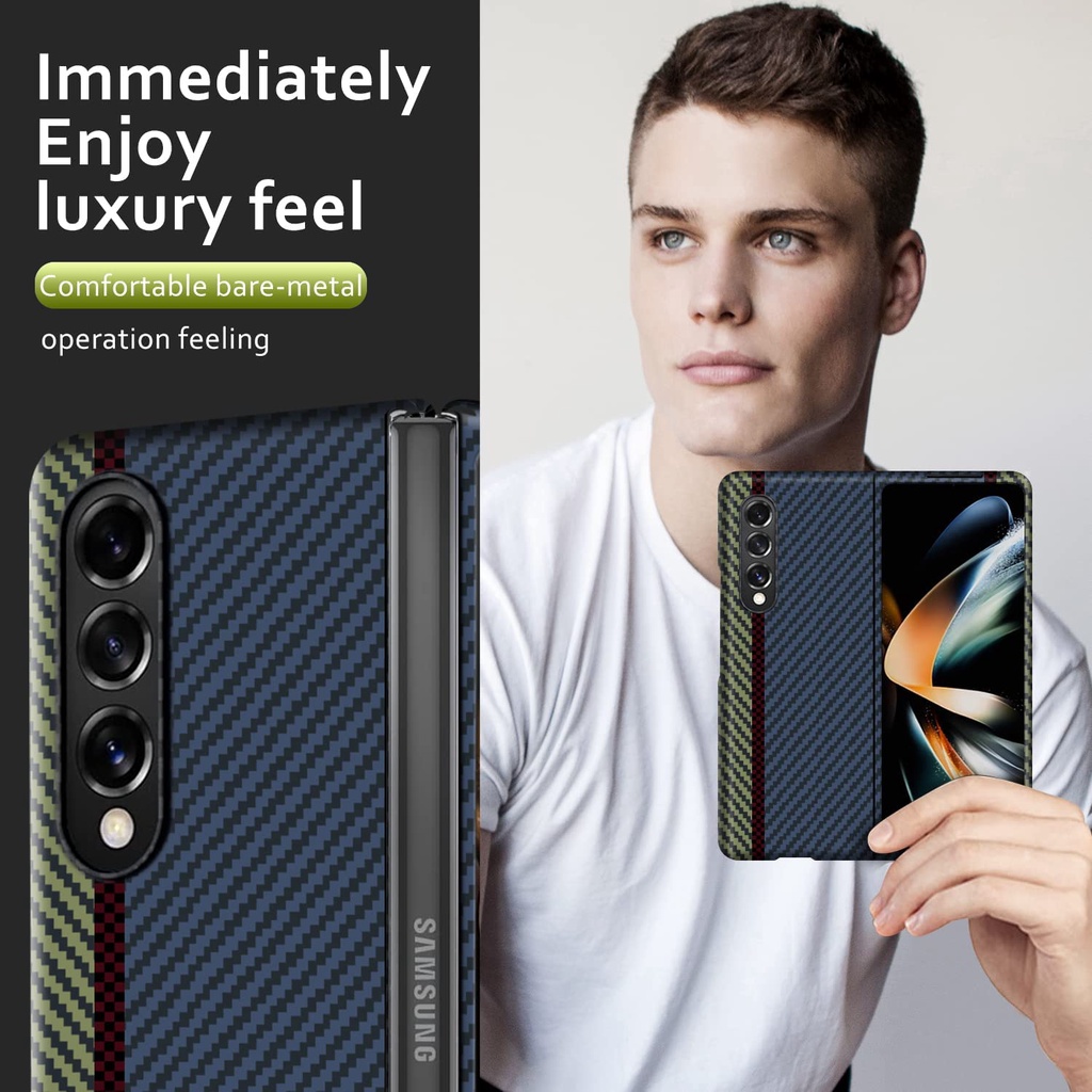 Sang Trọng Ốp Điện Thoại Sợi carbon Mỏng Cho samsung galaxy z fold 5 4 3 galaxy z fold5