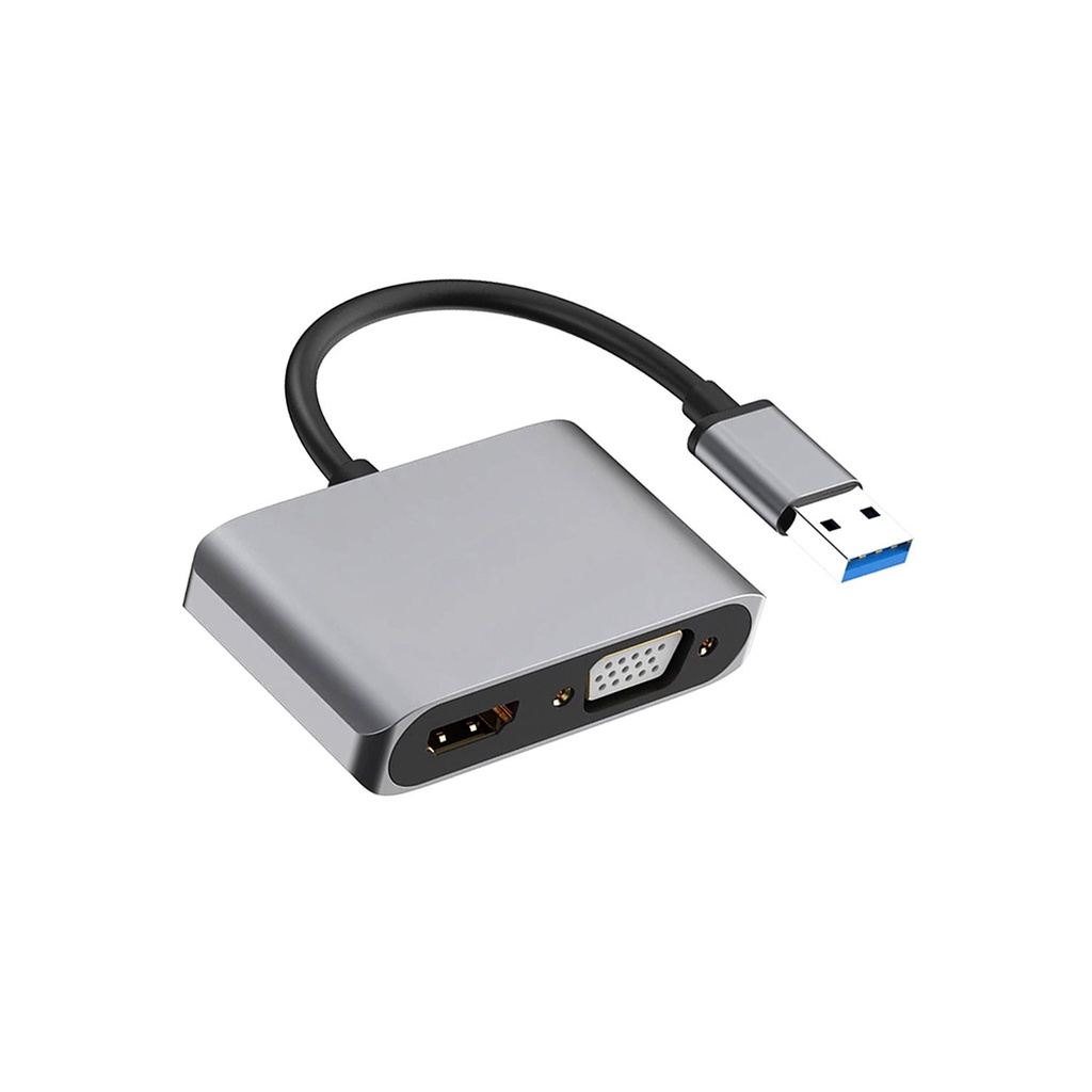 [New promo]USB 3.0 To HDMI-Compatible VGA Adapter 4K Multi-display Portable 3in1 Hub