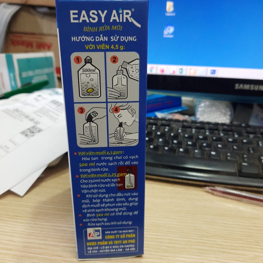 Bình Rửa Mũi Easy Air Dành Riêng Cho Trẻ Em AN PHÚ ( 1 bình rửa mũi và 1 hộp 30 viên muối )