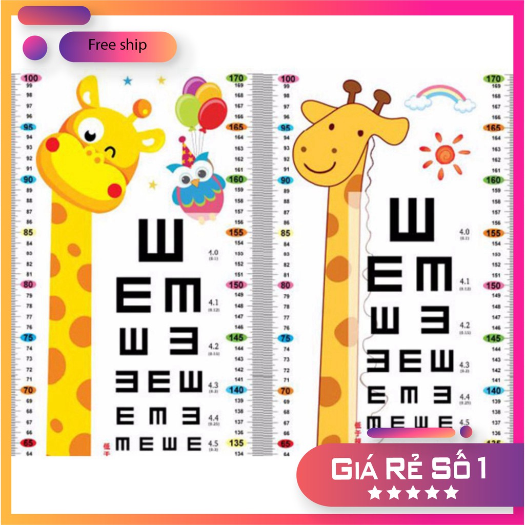 FREESHIP Decan dán tường thước đo chiều cao cho bé, decal -THSHOP