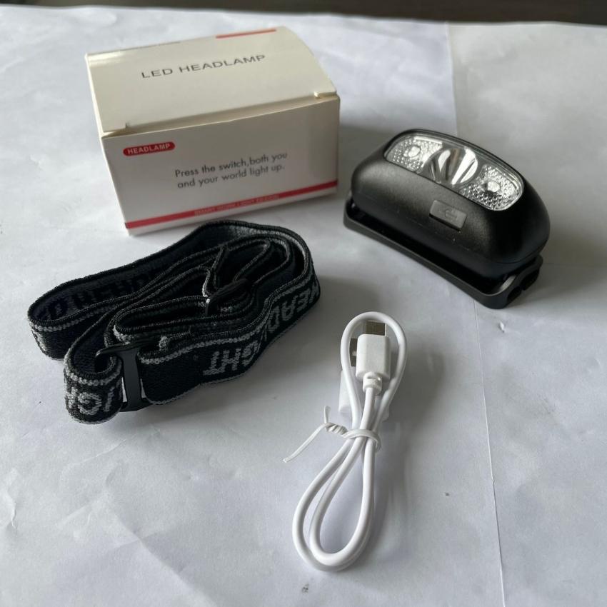 Đèn Pin Đội Đầu Cảm Biến Chuyển Động Chỉ Bằng Gạt Tay, Đèn Pin Đeo Đầu Siêu Sáng Có Sạc USB Thời Lượng Pin Lỗi 1 Đổi 1