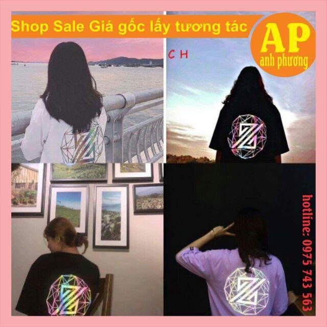 Áo phông quả cầu Z phản quangchất cotton mềm mịnform thụng tay lỡ dáng unisexáo nhóm lớp phản quang bạcphản quang 7m