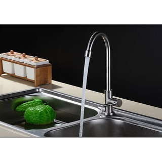 Vòi rửa bát gắn chậu xả lạnh inox 304 dáng tròn  RT02 + Tặng dây cấp đi kèm- Bảo hành 02 năm