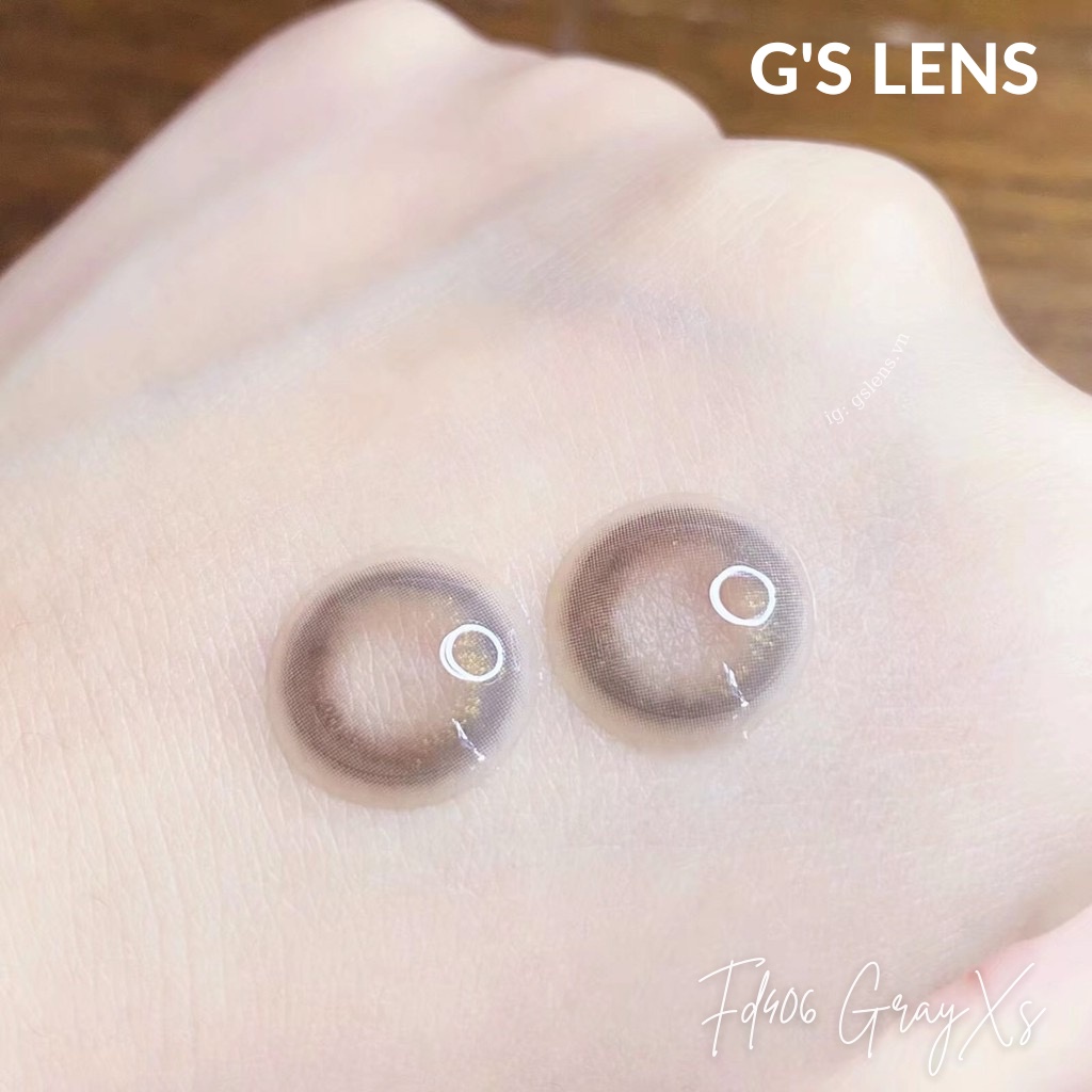 Lens Mắt Kính Áp Tròng Xám Nâu Nhũ Ánh Kim Không Giãn Size Xs 14mm Có 0 Đến 6 Độ Cận Fd406 Gray XS