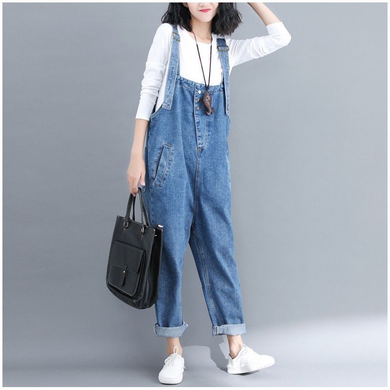 [ORDER] Quần yếm jean nữ bigsize màu xanh trẻ trung (fit 80kg) - Có ảnh thật | BigBuy360 - bigbuy360.vn