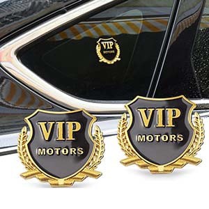 Bộ 02 decal Huy hiệu VIP bông lúa gắn ô tô trang trí