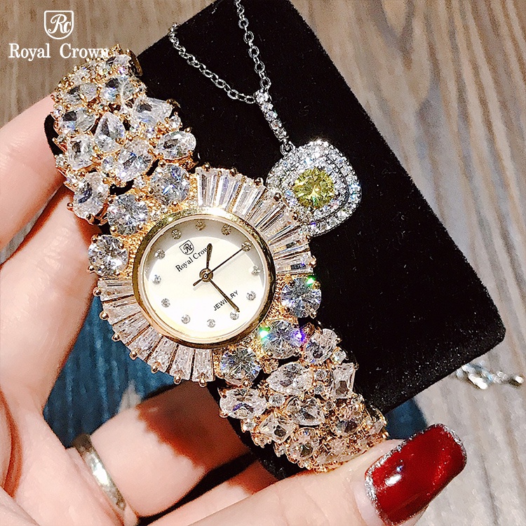Đồng Hồ Nữ Chính Hãng Royal Crown 5396 Dây Kim Loại Đính Đá Chống Nước Chống Xước | BigBuy360 - bigbuy360.vn