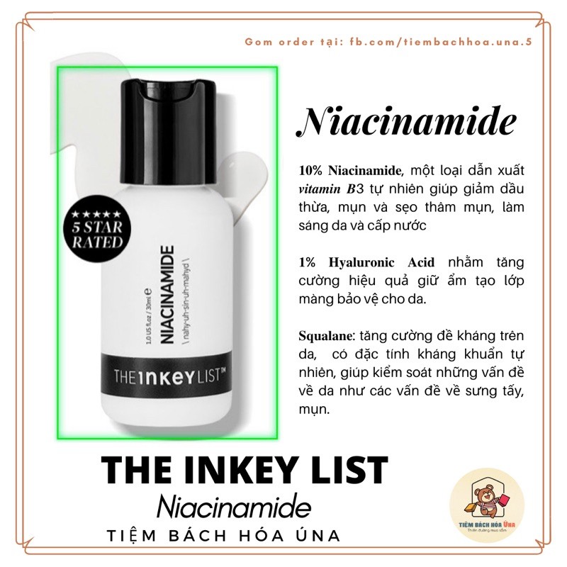 [Sẵn] [Sephora US] Serum da dầu mụn NIACINAMIDE - THE INKEY LIST - Retinol - HA - Oat - BCE | BigBuy360 - bigbuy360.vn