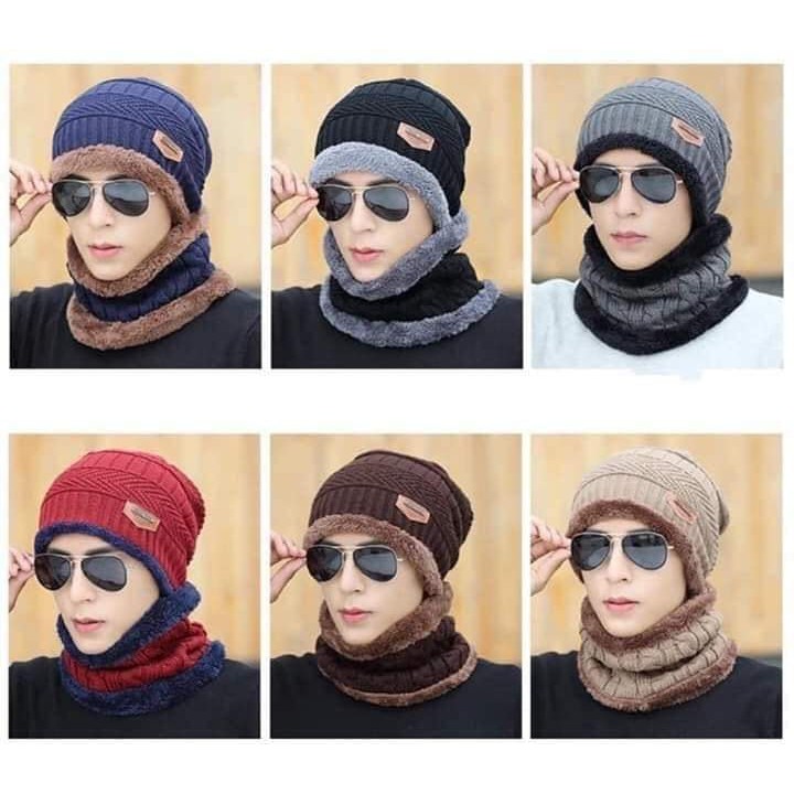 SET KHĂN MŨ LEN NAM LÓT NỈ CỰC ẤM THỜI TRANG