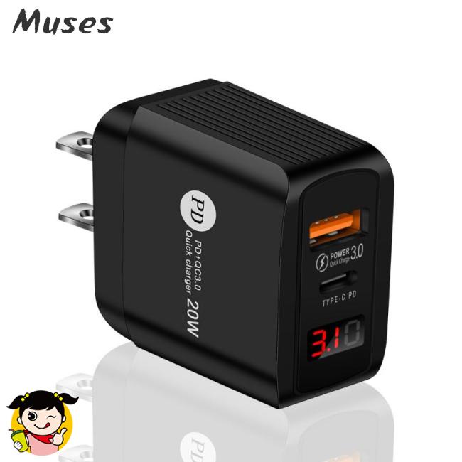 Cục Sạc Nhanh Điện Thoại Di Động PD 20W + QC 3.0 Cổng Kép Màn Hình Kỹ Thuật Số