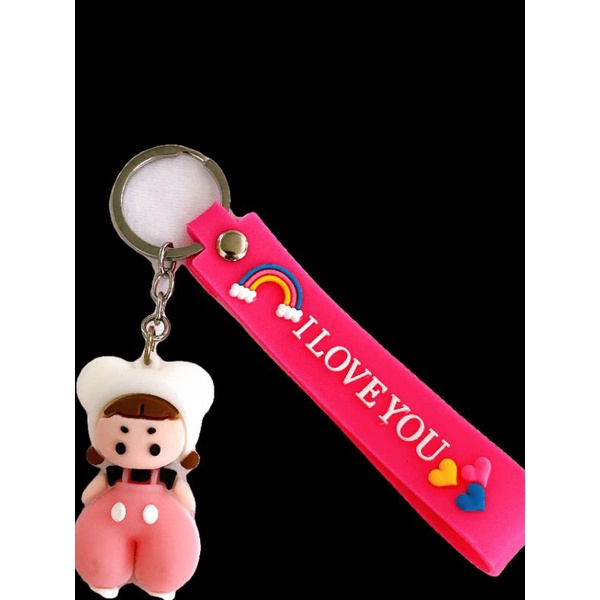 Móc khóa cặp cute hoạt hình cô bé hồng dễ thương cute cực hot giá rẻ chất liệu PVC cứng