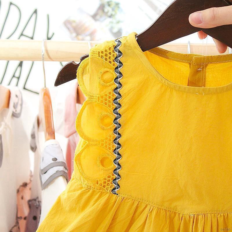 Đầm công chúa ngắn tay phối lưới xinh xắn cho bé gái