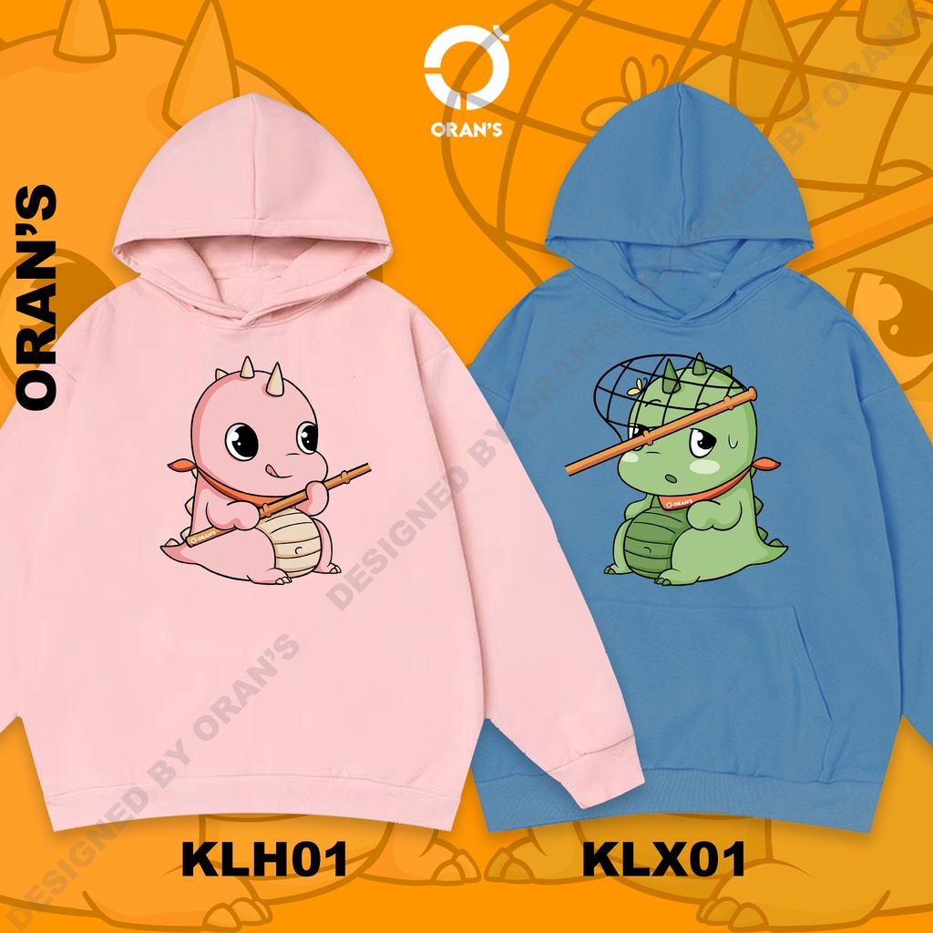 Áo Hoodie đôi in hình khủng long dễ thương 4 màu chất nỉ cotton lót bông cao cấp form rộng unisex - ORAN'S HOODIE COUPLE