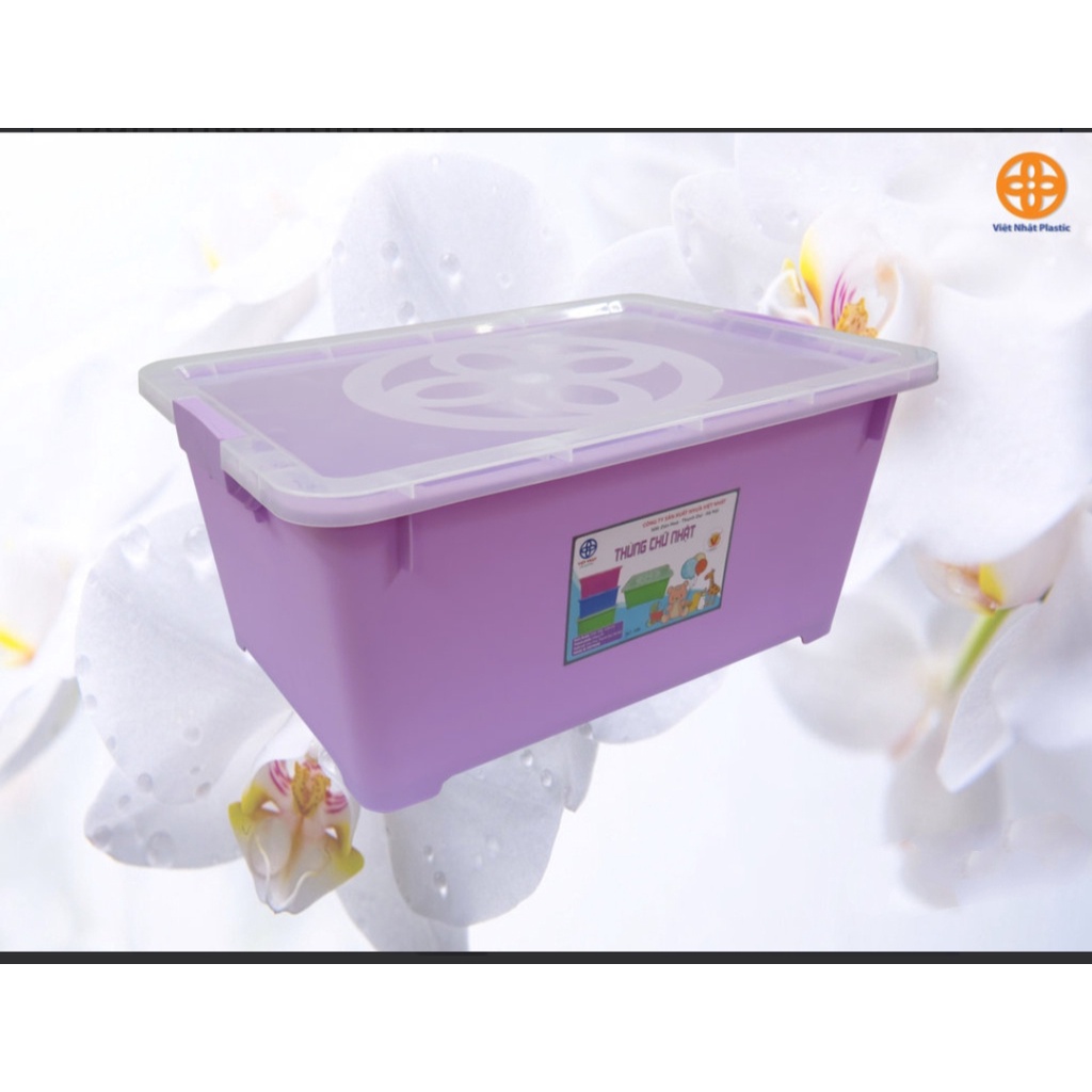 Thùng đựng đồ chữ nhật Nhựa Việt Nhật. Kích thước: 54 x 38 x 24cm
