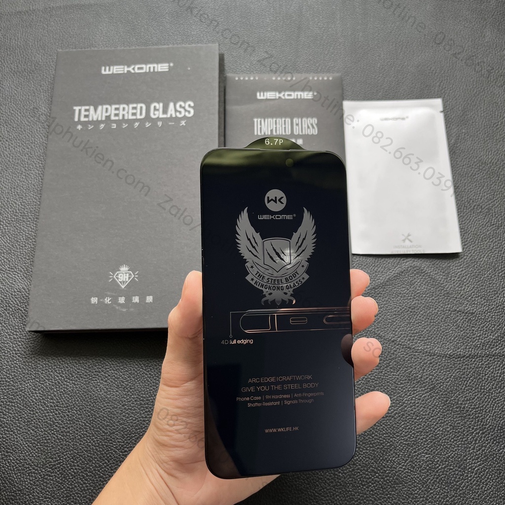 Kính cường lực chống nhìn trộm King Kong ip 14 pro max, full keo, full màn hình, full phụ kiện