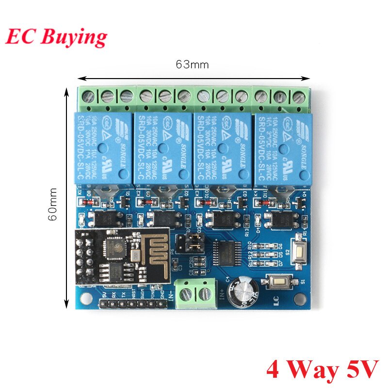 Mô Đun Điều Khiển WIFI Từ Xa ESP8266 ESP-01 5V 12V 1 2 4 Chiều ESP01 Chuyên Dụng20210822