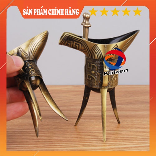 Chén cổ trang đạo cụ, chén uống riệu càn long cốc đồng, chén cổ đời tần, chén 3 chân