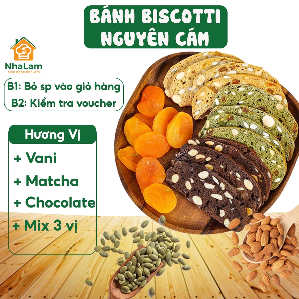 Bánh Biscotti Nguyên Cám Ngũ Cốc Ăn Kiêng Ít Calo Không Đường NHALAM FOOD