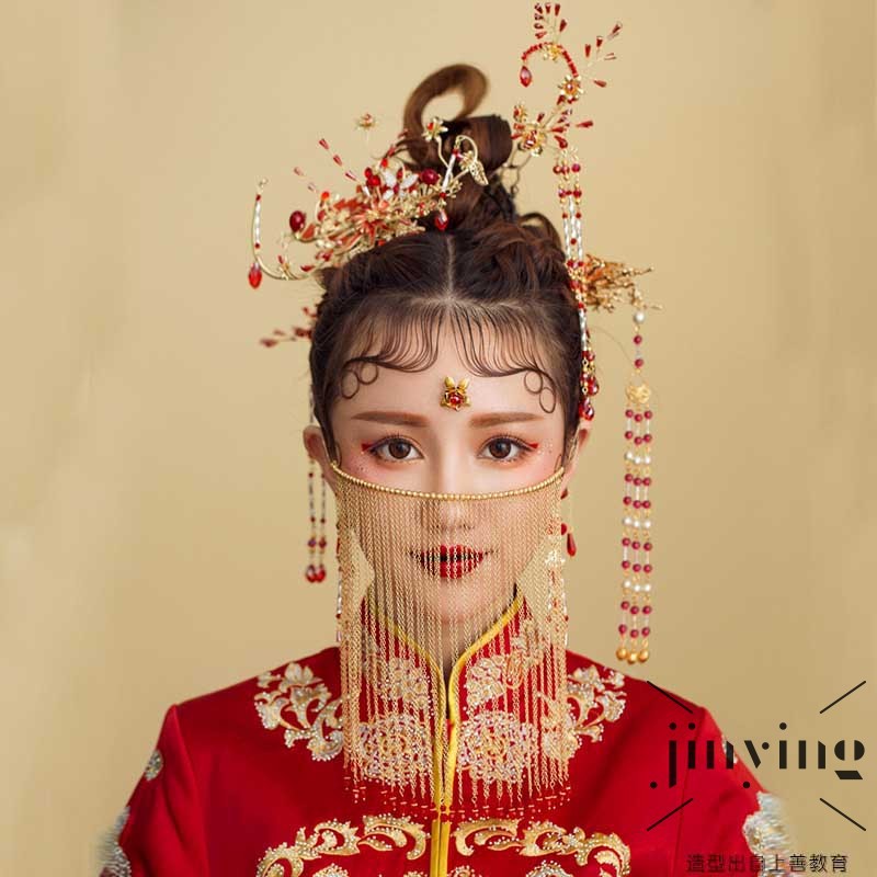 Mạng Che Mặt Đính Đá Pha Lê Phối Tua Rua Phong Cách Trung Hoa | BigBuy360 - bigbuy360.vn