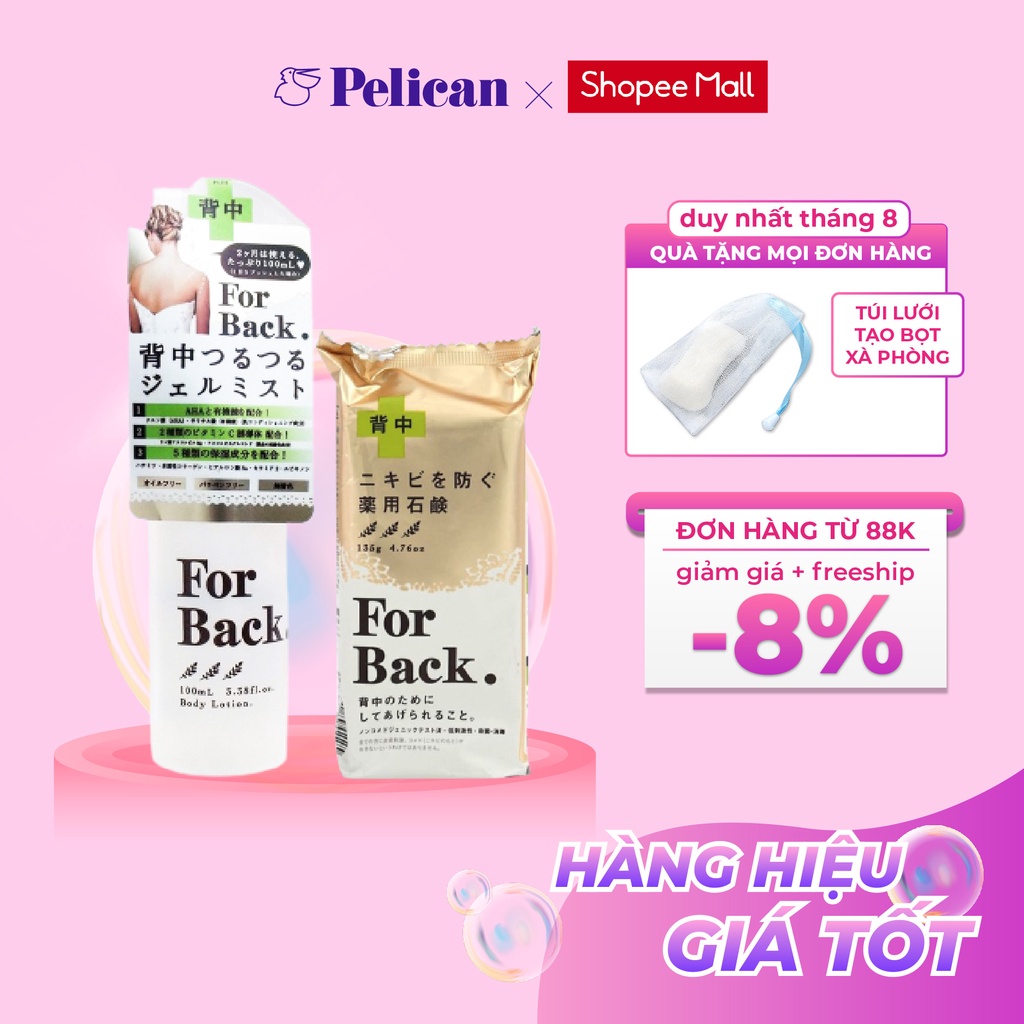 Combo Xà phòng và xịt For Back Pelican ngăn ngừa mụn lưng Nhật Bản