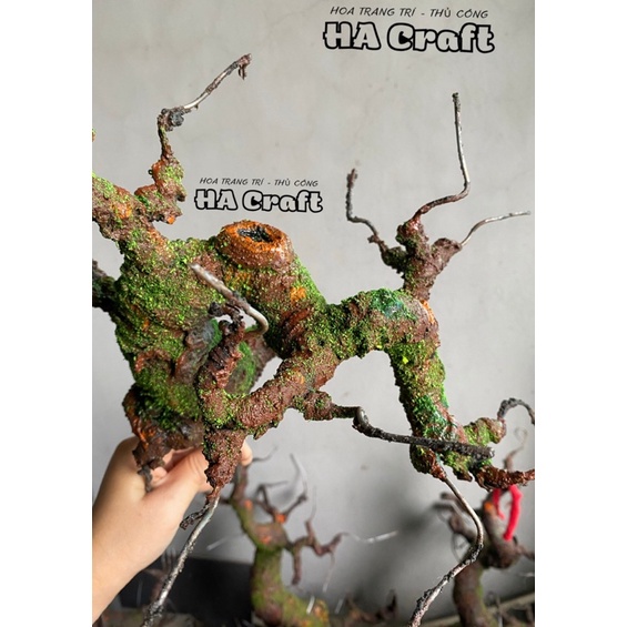 Gốc bonsai,thân cây giả Thác đổ, làm hoa mai đào đón Tết