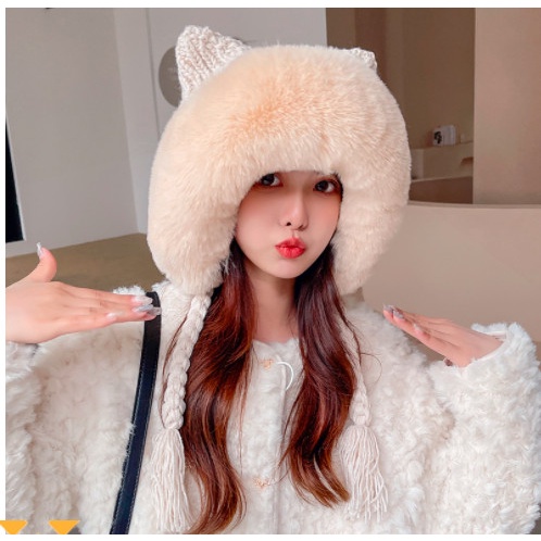 mũ len nữ phối lông siêu xinh dày đẹp 2022