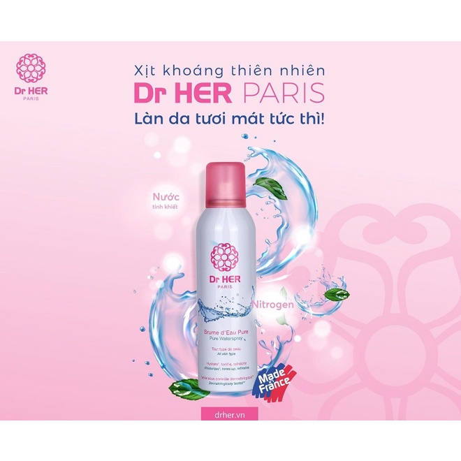 Xịt Khoáng Dưỡng Ẩm Làm Dịu Da PHÁP Dr.Her Pure Water Spray 150ml, 400ml | Unknown Beauty | BigBuy360 - bigbuy360.vn