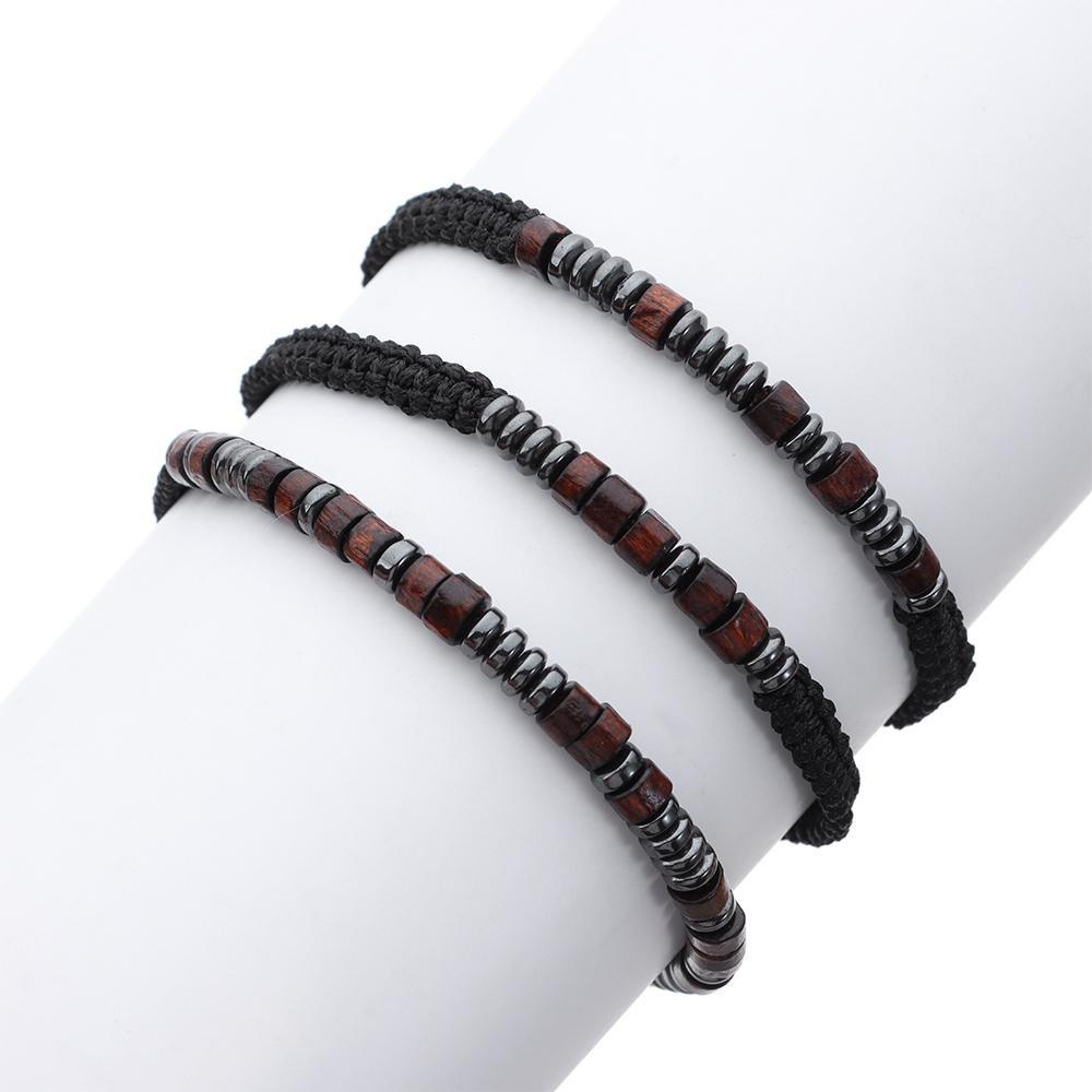 Vòng Tay Chuỗi Hạt Gỗ Khắc Chữ Morse Thời Trang Cho Nam Và Nữ