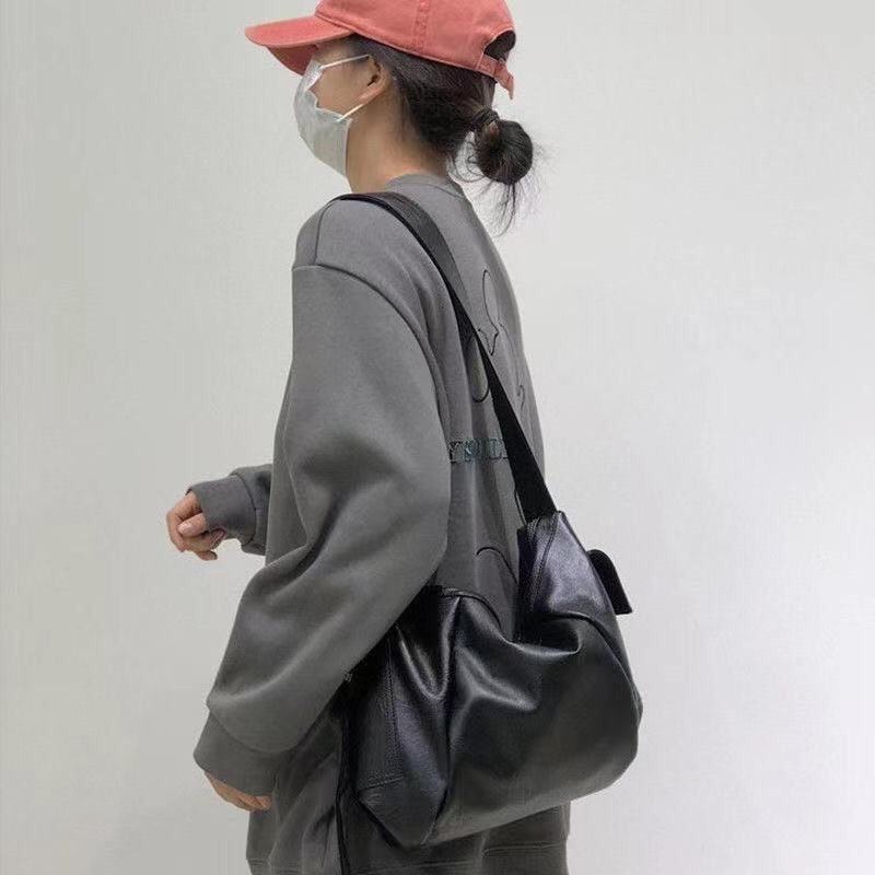 Túi đeo chéo da sần phong cách vintage thiết kế 2 túi phụ bên hông đẹp mắt (video + hình thật) MS 12