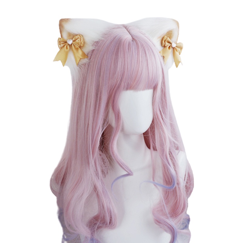 Kẹp Tóc Hình Tai Mèo Phối Lông Phong Cách Lolita Đáng Yêu