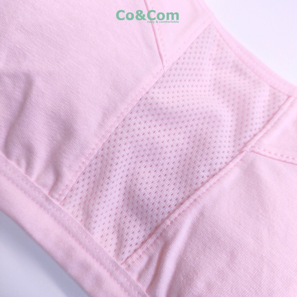 Áo Lá Học Sinh, Áo Lót Bé Gái Cotton Và Lưới Thoáng Khí Co&Com AL014 2 Lớp Mềm Mịn, Co Giãn